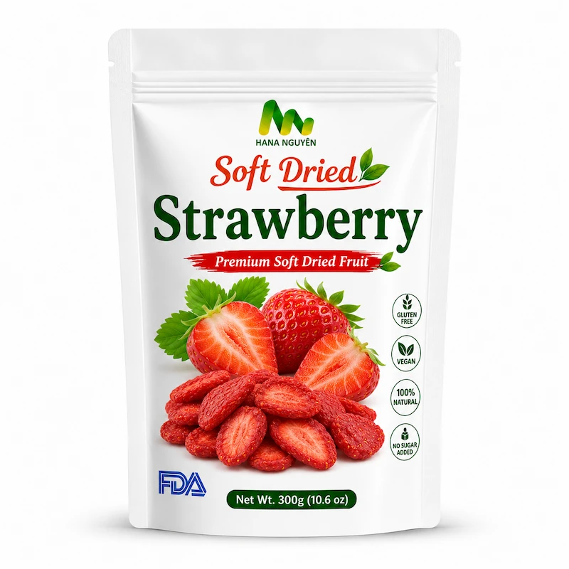 Soft dried strawberry